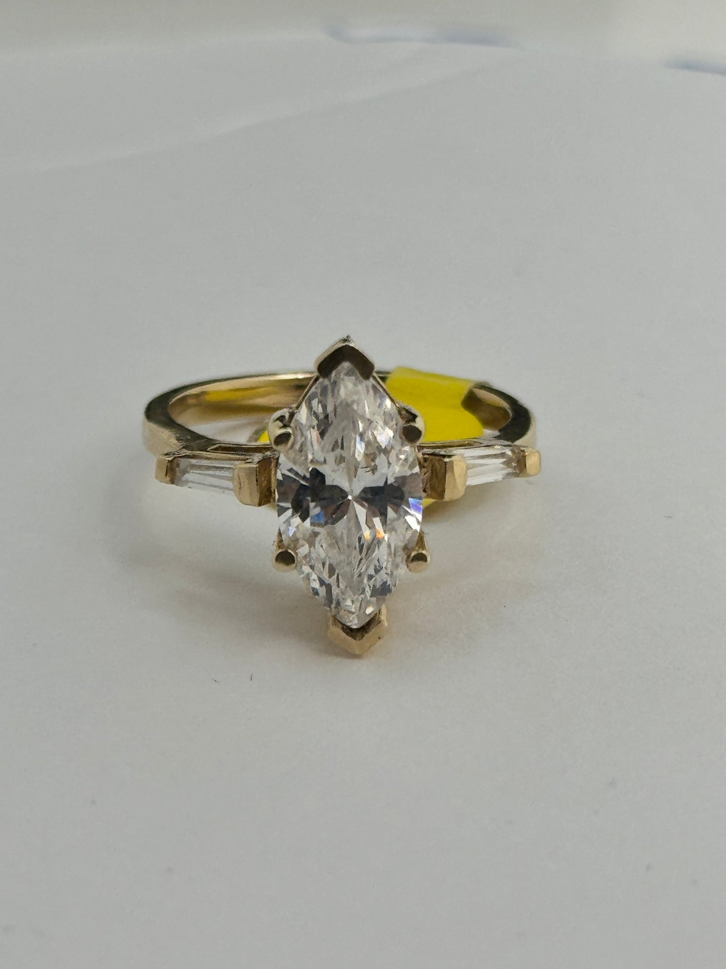 14k Gold Solid ring With Zirconia stone