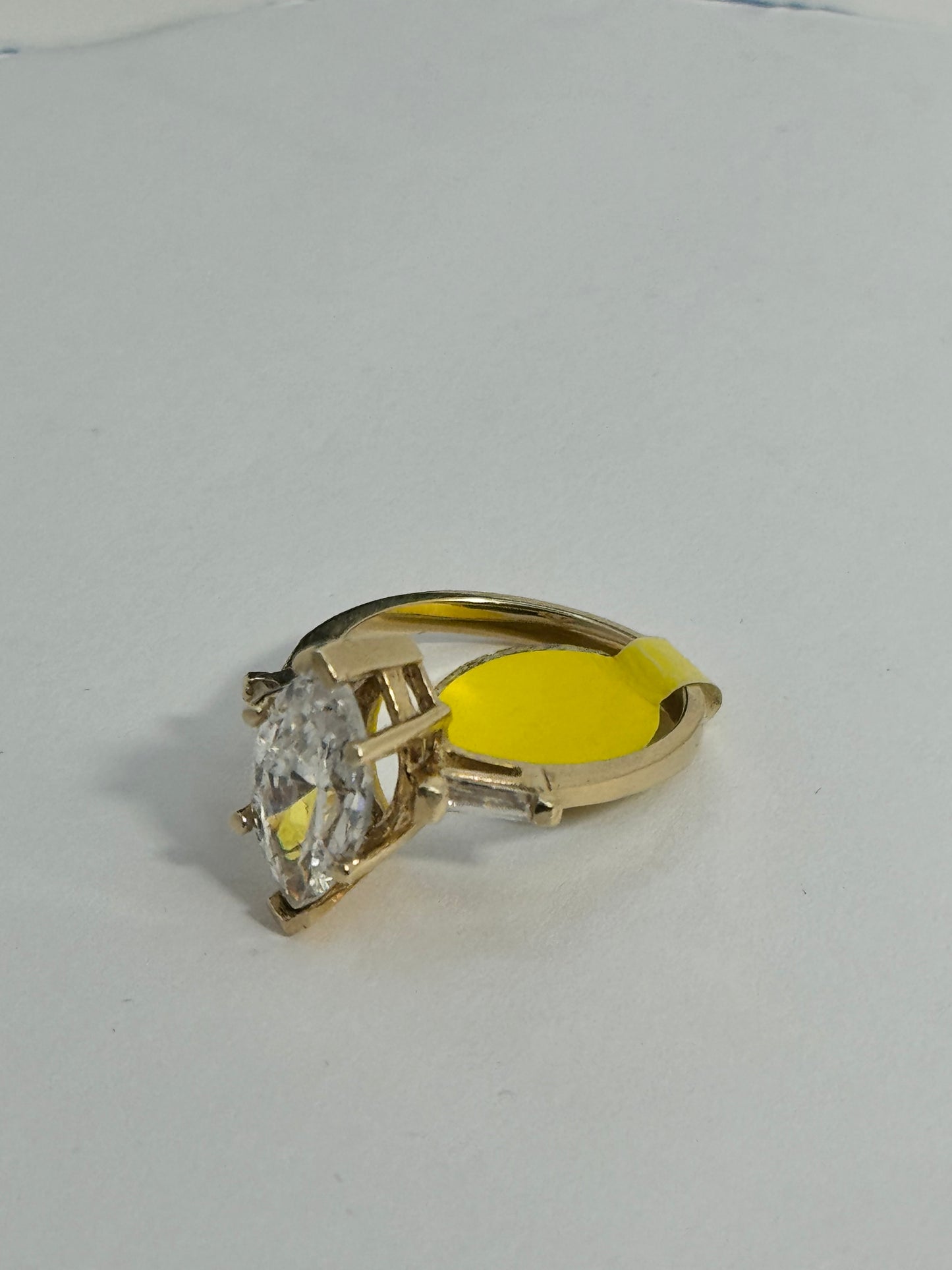 14k Gold Solid ring With Zirconia stone