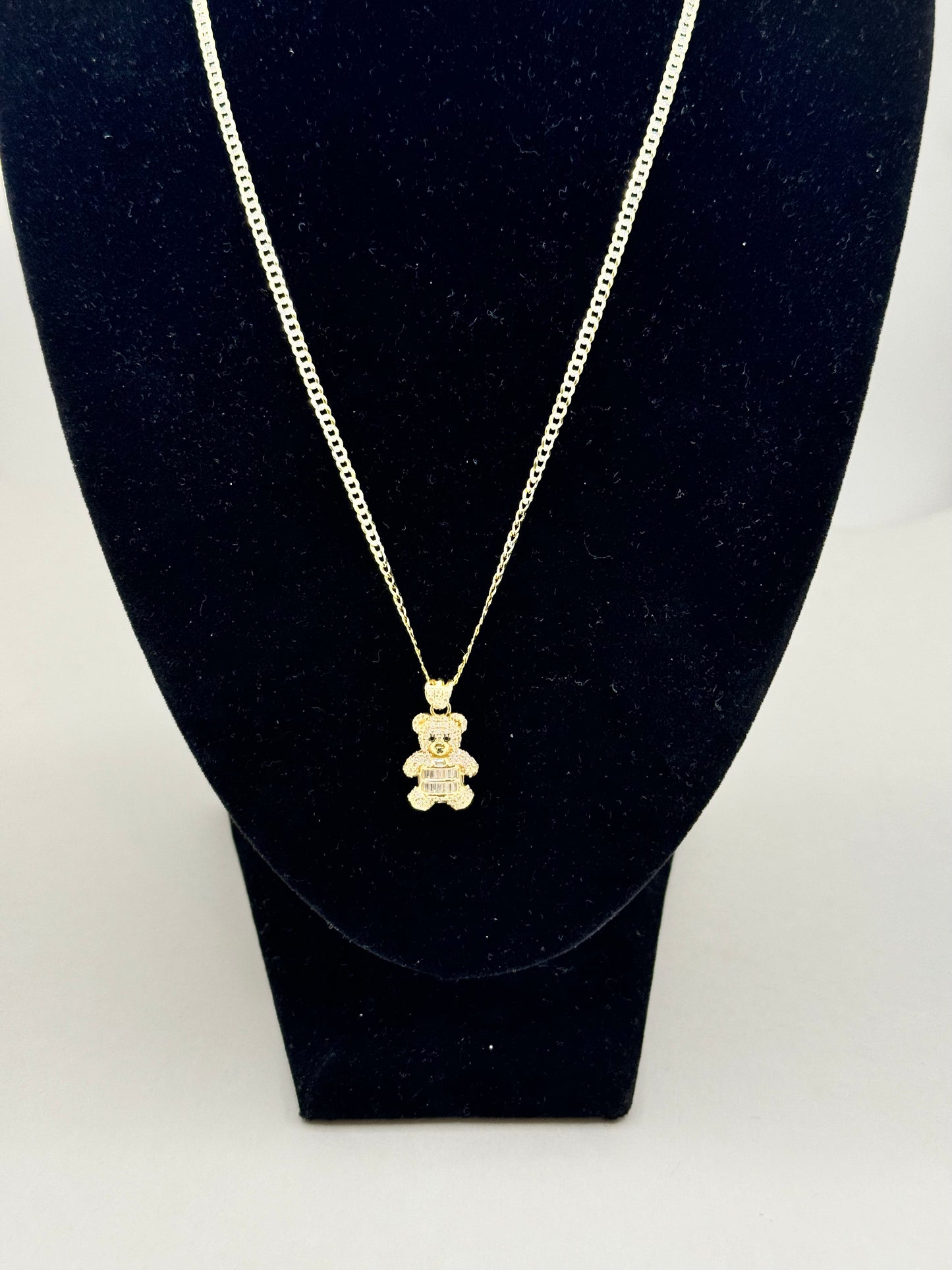 💎 14K Gold 2-Tone Chain with Teddy Bear Pendant – Adorable Elegance 💎