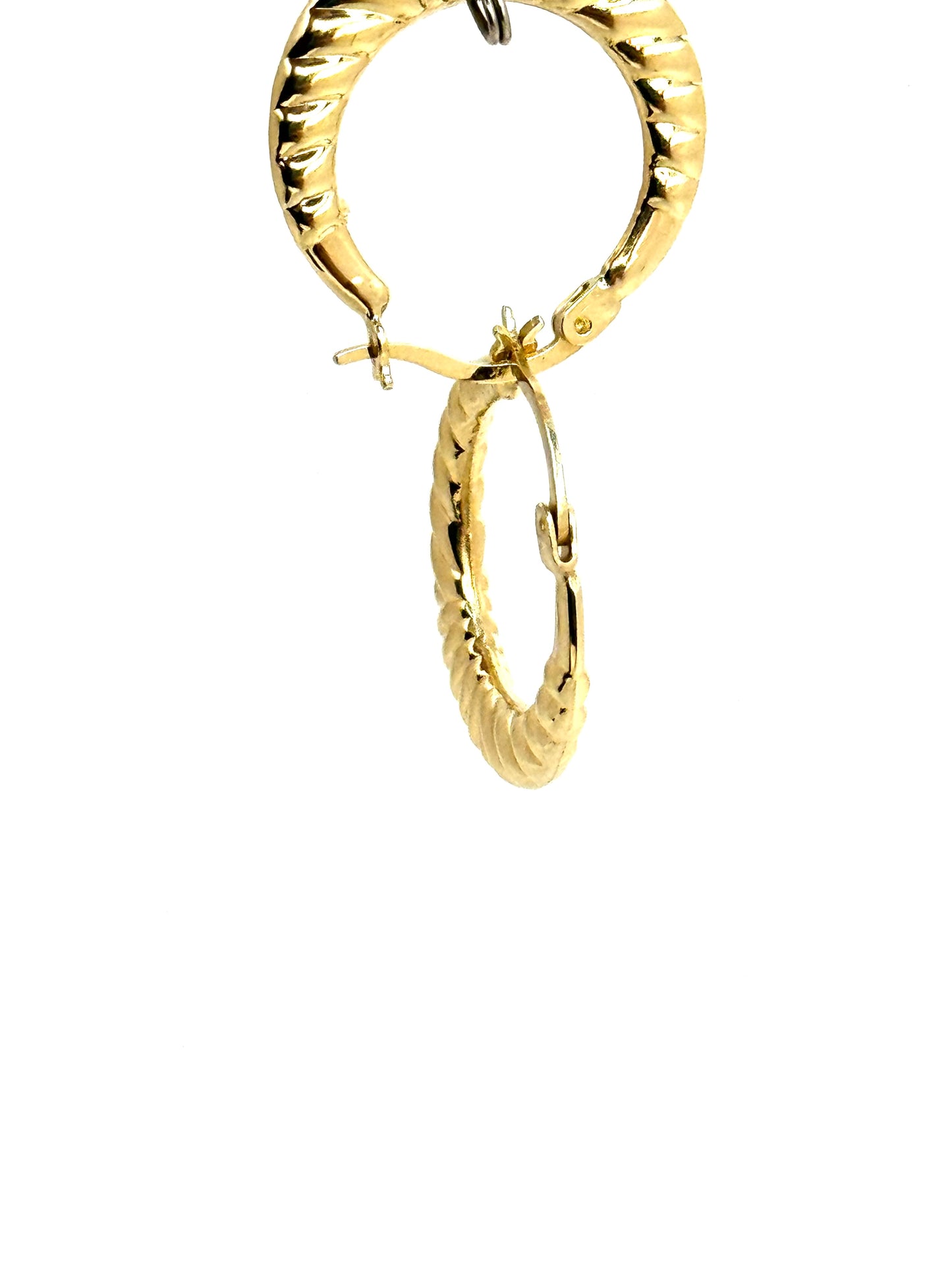 14k Gold striped Hoop earrings for women